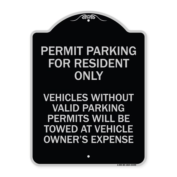 Parking Permit Permit Parking for Residents Only Vehicles Without Valid Parking Permi, BS-1824-23399